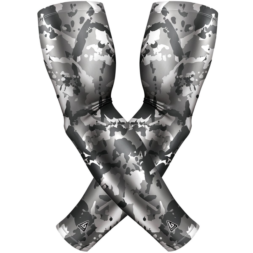 2 PAC ARM SLEEVES - GREY FLAKED CAMO - B-Driven Sports