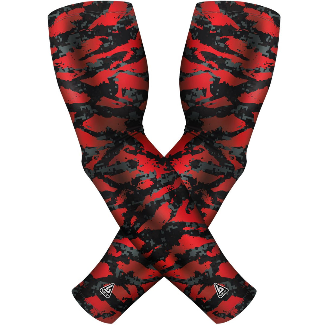 2 PAC ARM SLEEVES - RED BLACK WILD - B-Driven Sports