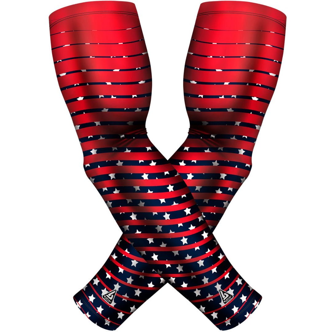 2 PAC ARM SLEEVES - RED BLUE PATRIOT - B-Driven Sports