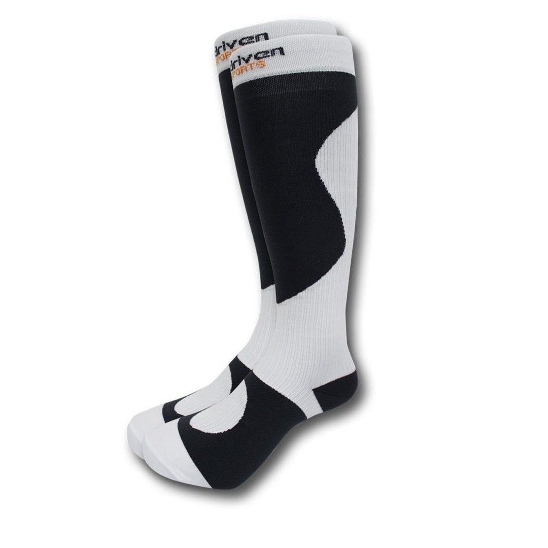 Graduated Compression Socks Black and White - B - Driven Sports
