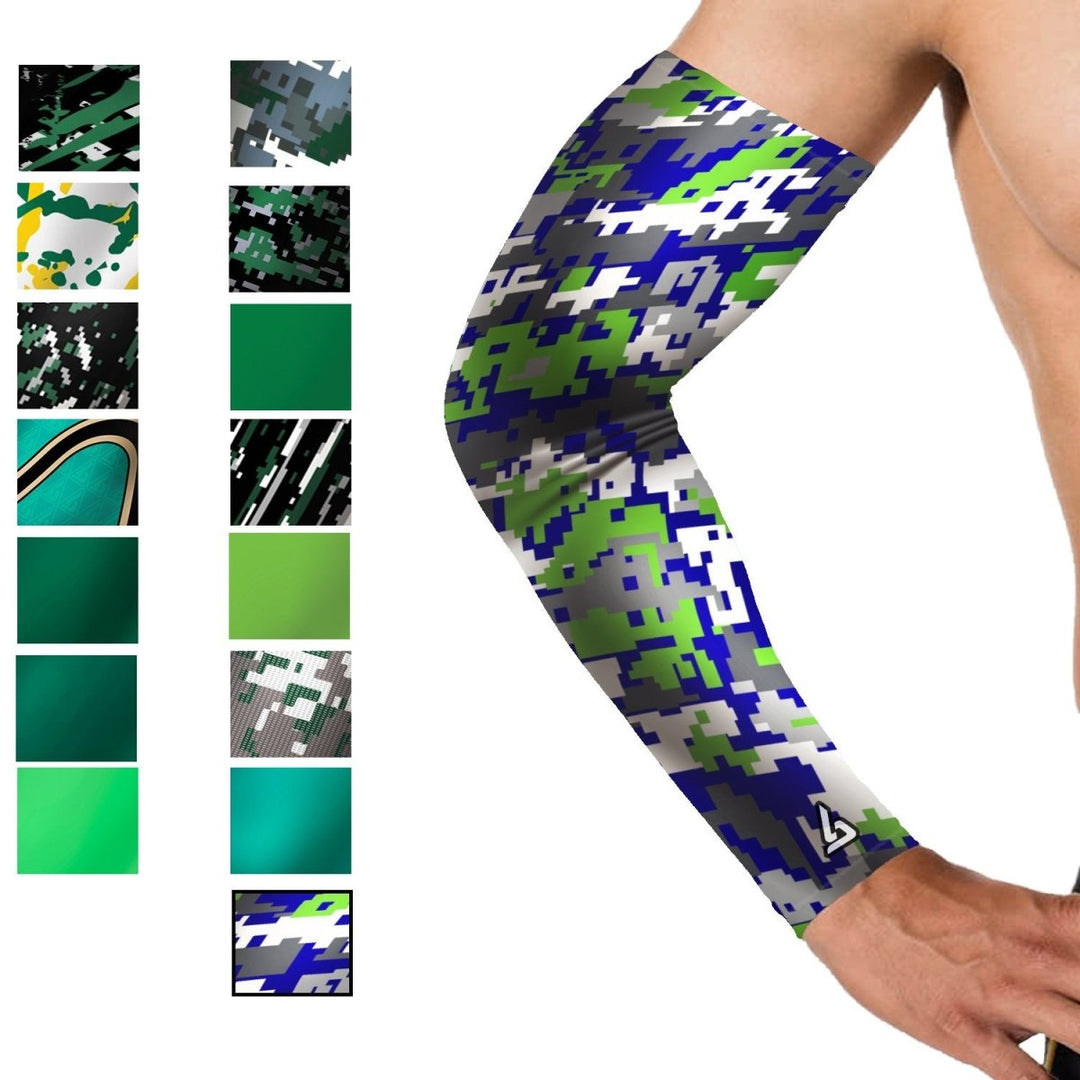 Cycling | Compression Arm Sleeve - Multiple Green Pattern - B-Driven Sports