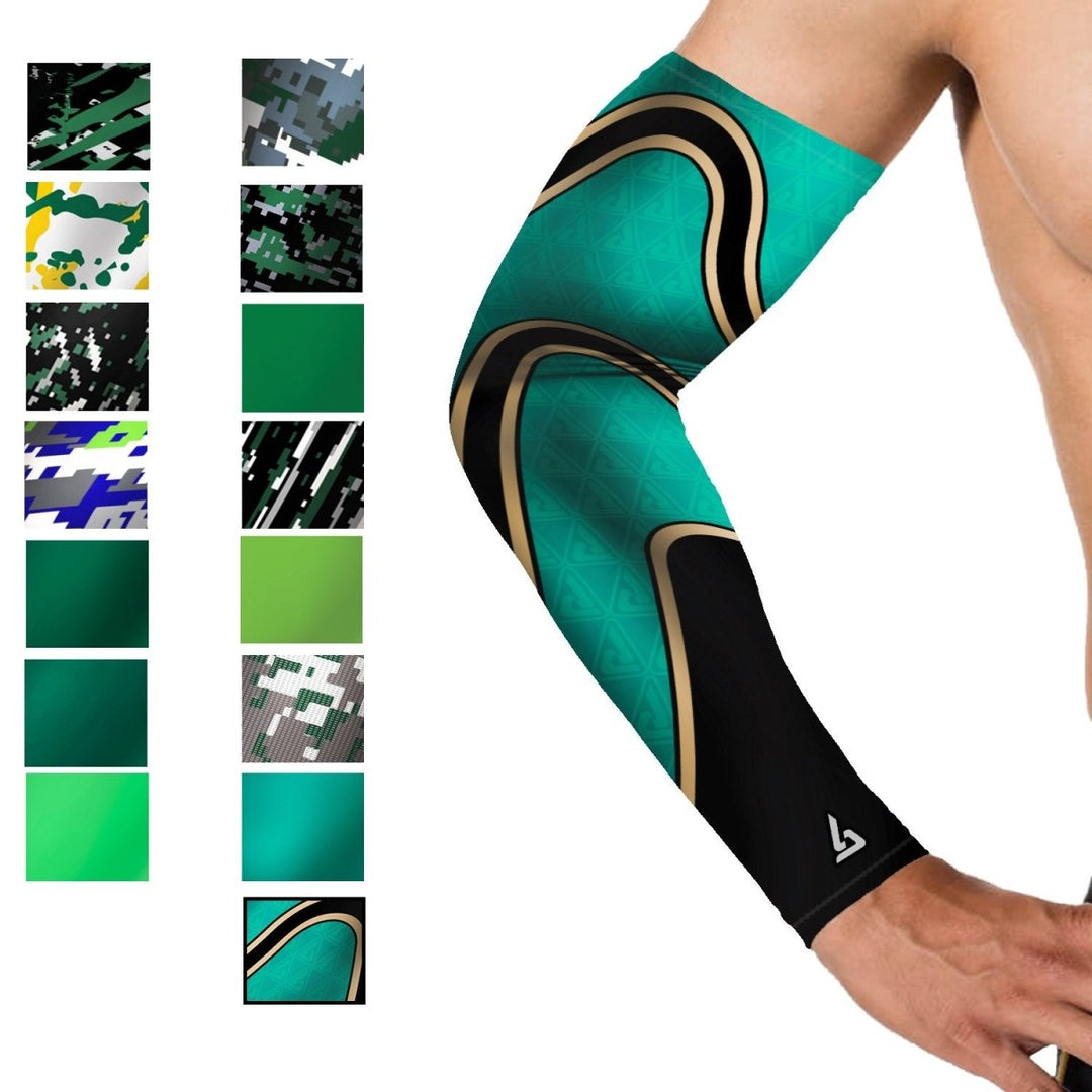 Cycling | Compression Arm Sleeve - Multiple Green Pattern - B-Driven Sports