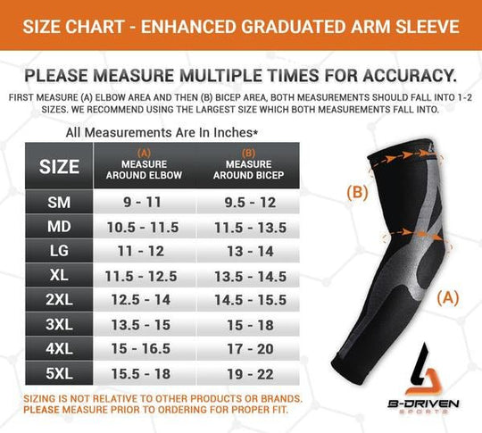 Enhanced Graduated Arm Sleeve | Black - Pair - B-Driven Sports