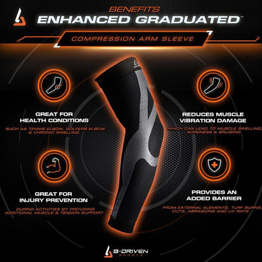Enhanced Graduated Compression Arm Sleeve | White - B-Driven Sports