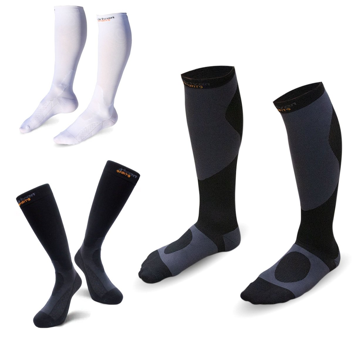 Enhanced Graduated Compression Socks (BLK/GRY) - B-Driven Sports