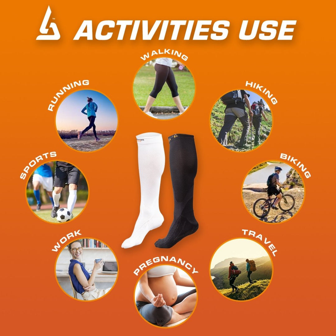Compression Socks World Graduated Compression Socks White - B-Driven Sports