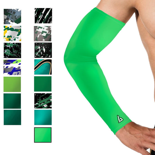 Green Basketball Arm Sleeve - Multiple Patterns - B-Driven Sports