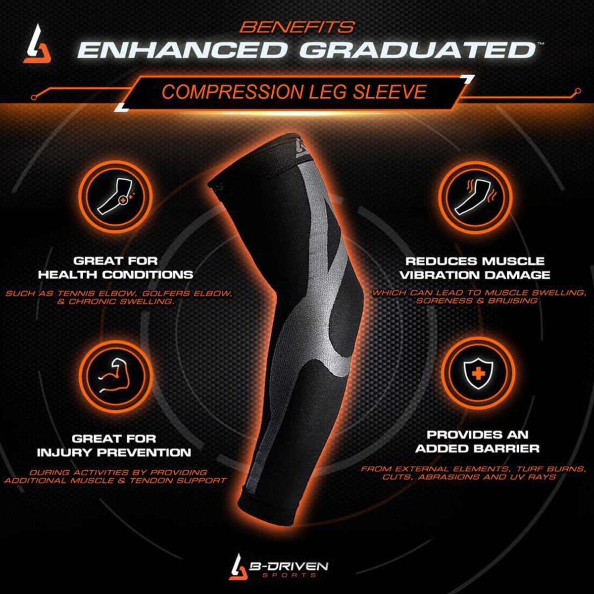 Graduated Compression Wraps Leg | Enhanced Graduated Compression Sleeve - B-Driven Sports