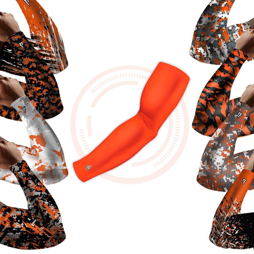 Orange Football Sleeves - Multiple Patterns - B-Driven Sports