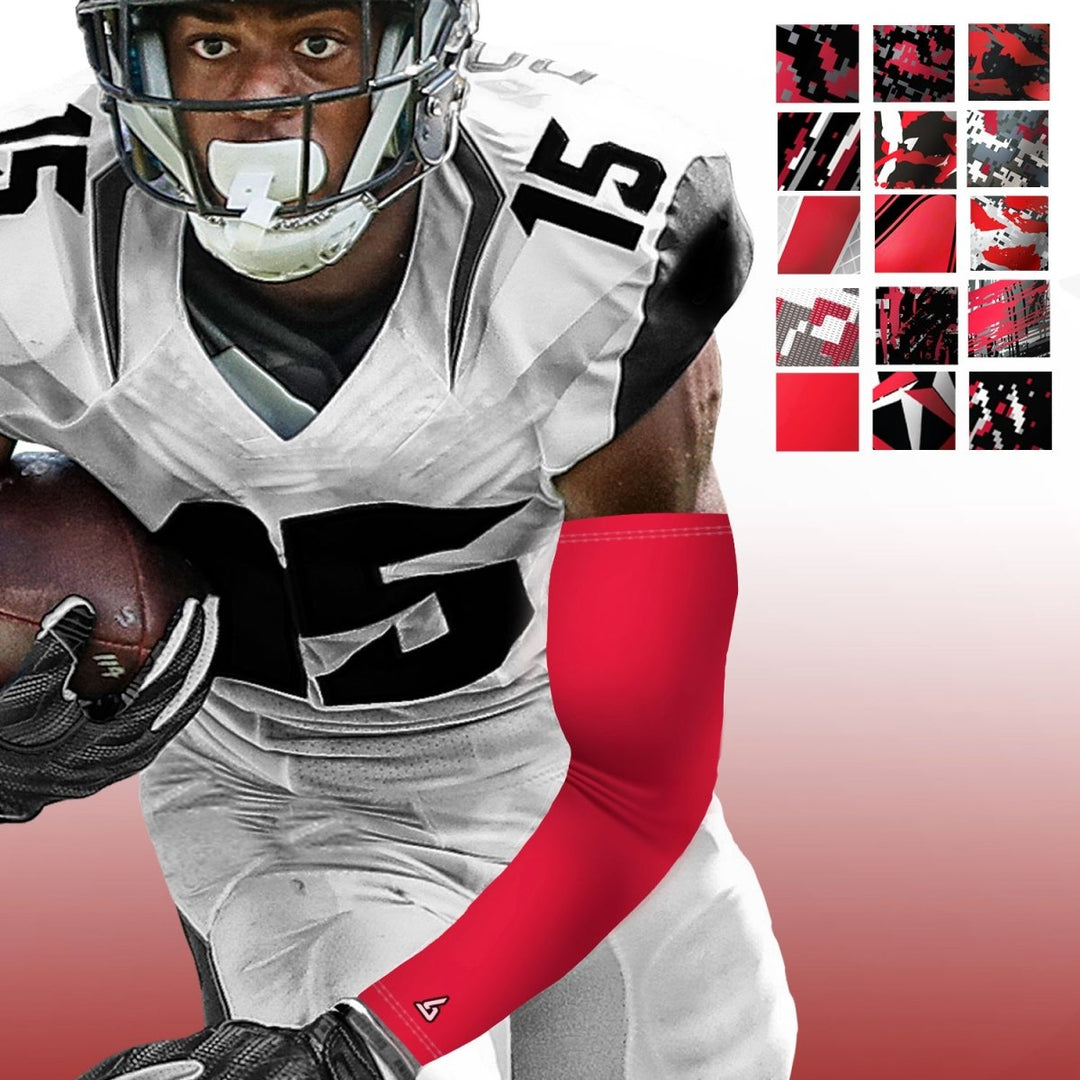 Red Football Arm Sleeves - Multiple Patterns - B-Driven Sports
