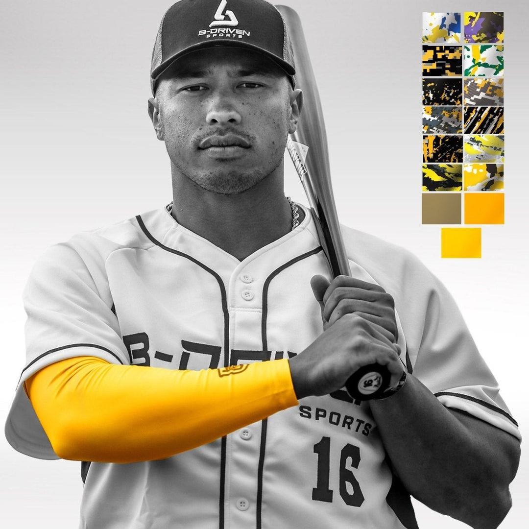 Yellow Baseball Arm Sleeve - Multiple Patterns - B-Driven Sports